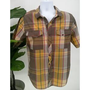 Billabong Mens Short Sleeve Plaid Cotton Western Regular Button-Up Shirt Medium